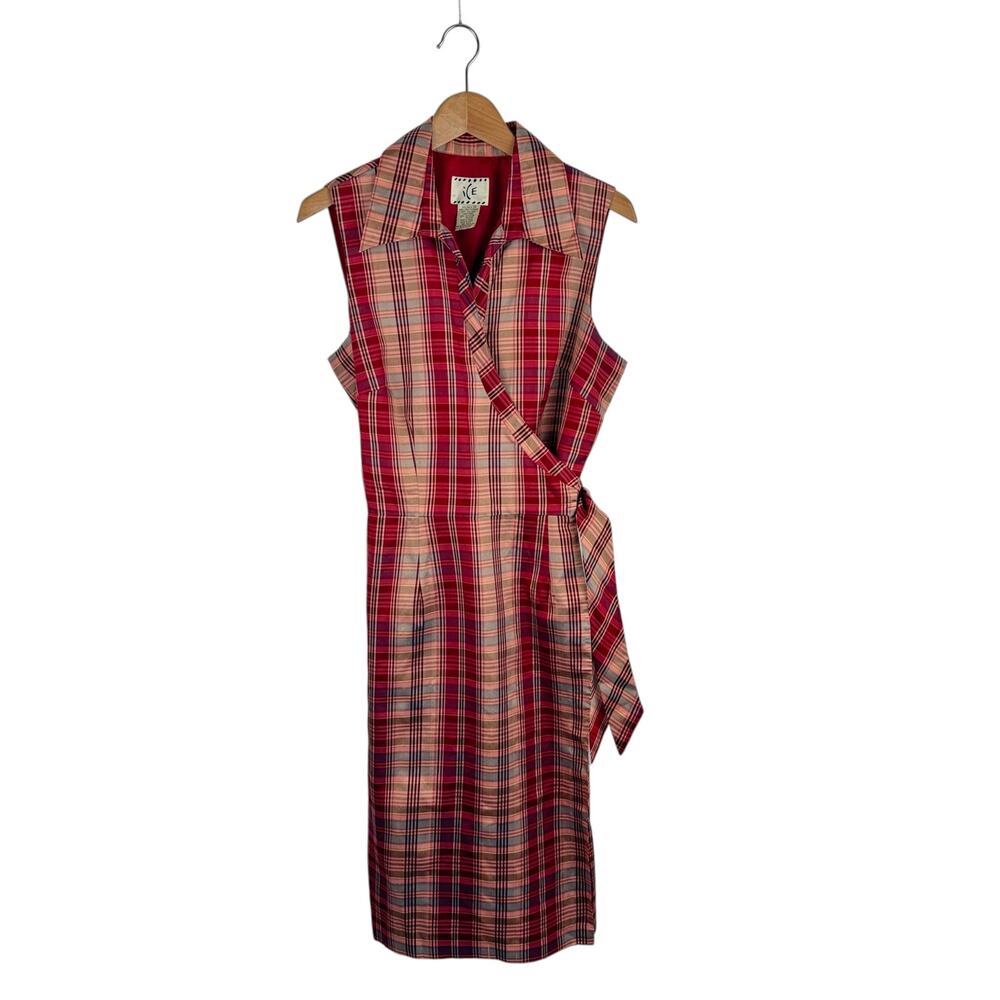 VTG ICE Silk Plaid Wrap Dress